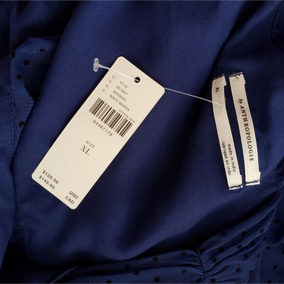 Anthropologie Tulle V-Neck Polka Dot Blouse - Picture 8 of 11